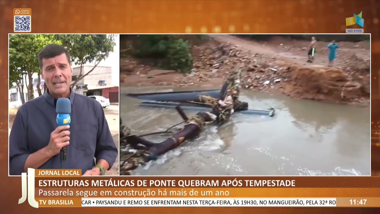 JLM - Estruturas metálicas de ponte quebram após tempestade