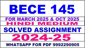 bece 145 solved assignment 2024-25 | bece 145 solved assignment in hindi 2025 | bece 145 2024-25