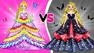 Paper Dolls Dress Up  Angel VS Vampire Rapunzel Makeup & Dress Up  Barbie Transformation Handmade