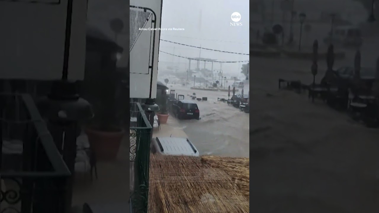 Furniture washed away as floods hit Spain | ABC News