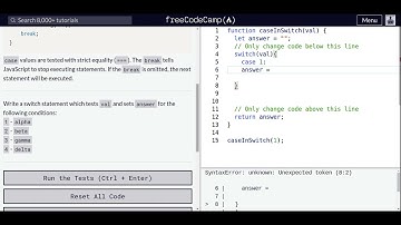 Lesson 76 | Basic JavaScript | Selecting from Many Options with Switch Statements