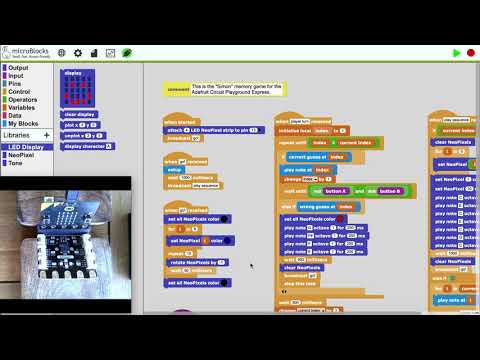 MicroBlocks Activity Card: Playing the Simon Memory Game