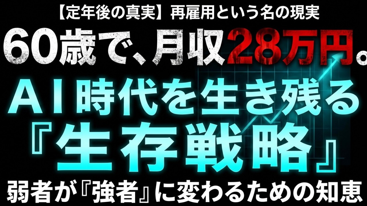 【60歳再雇用】月収28万円の衝撃。AI時代に弱者が生き残るための生存戦略