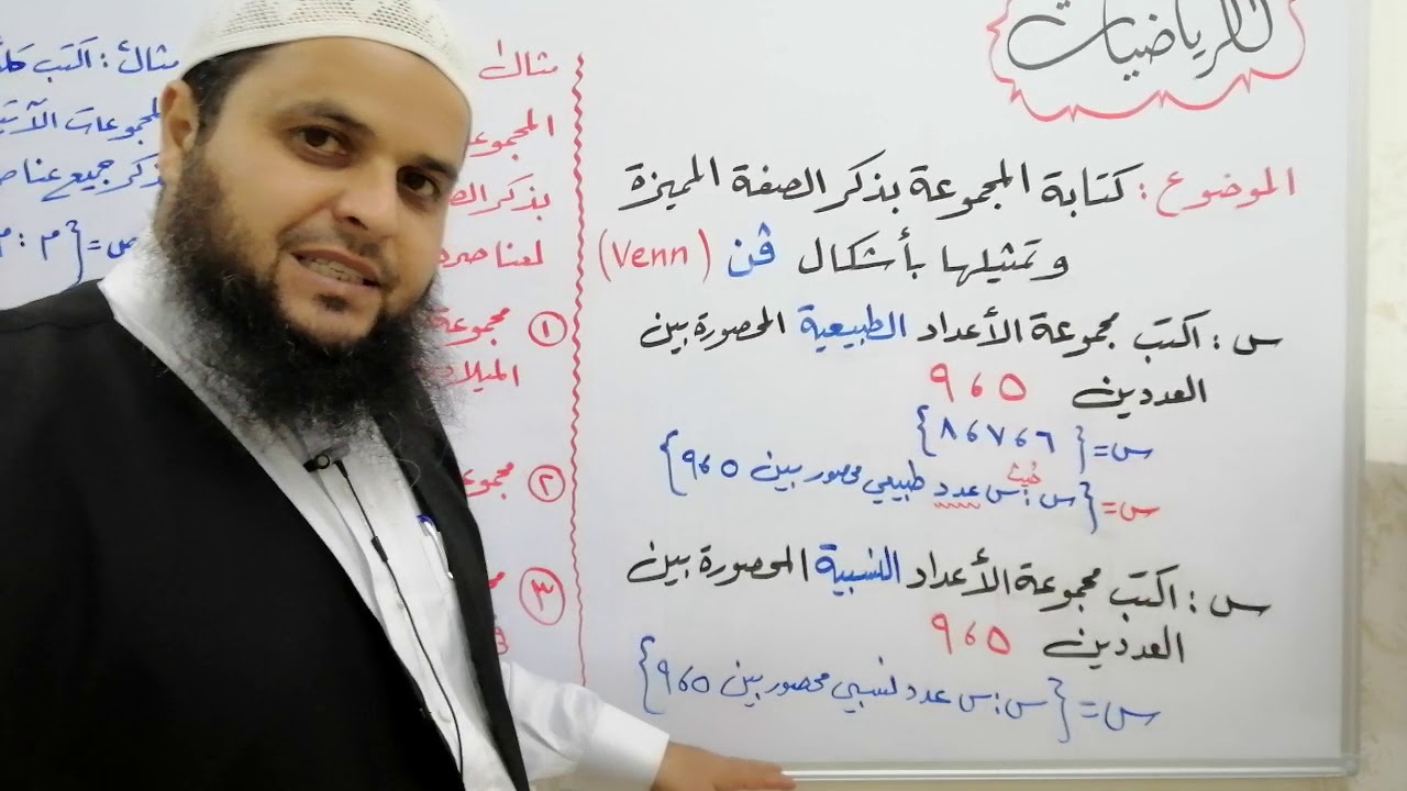 كتابة المجموعة بذكر الصفة المميزة وتمثيلها بأشكال فن للاستاذ رزق موسى