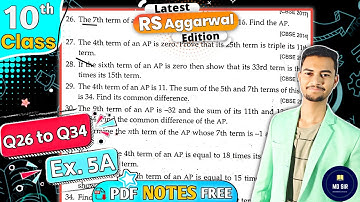 Ex 5A Q26 to Q34 | Rs Aggarwal Class 10 | Arithmetic Progressions | CBSE 2023 - 24 | MD Sir