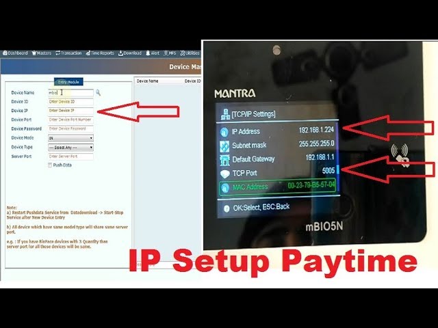 IP Setup in Paytime software For  Mantra Biometric Attendance device Tutorial Step by Step class=