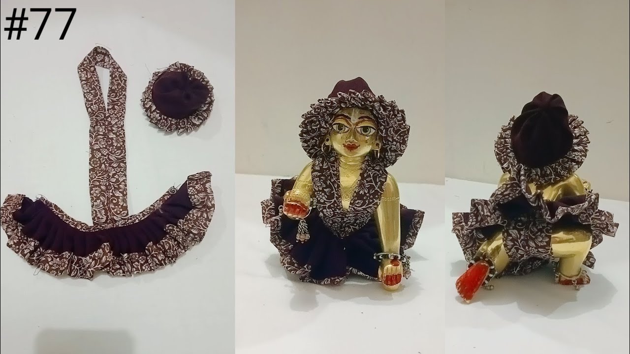 (7no.) लड्डू गोपाल की गर्मियों की ड्रेस बनाना सीखें।#/  summer dress for laddu gopal #With cap