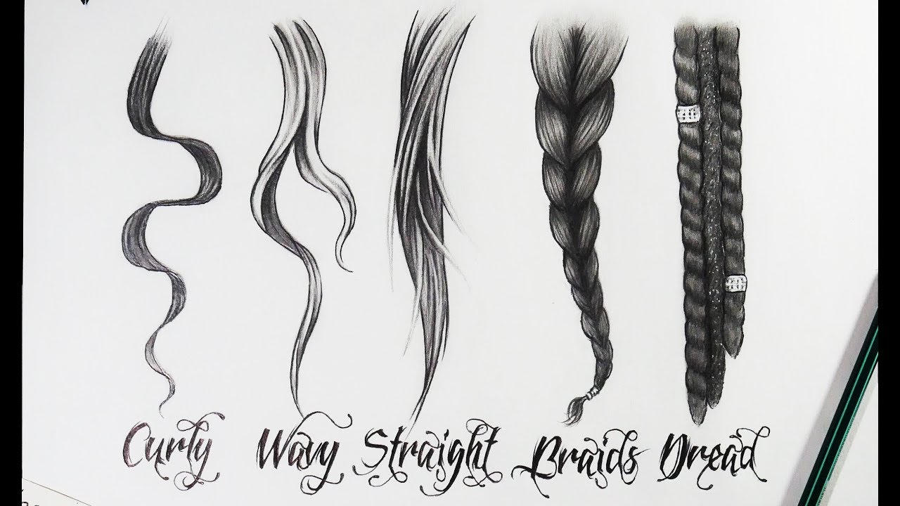 HOW TO DRAW CURLY Hair WAVY Hair STRAIGHT Hair BRAIDS Hair And