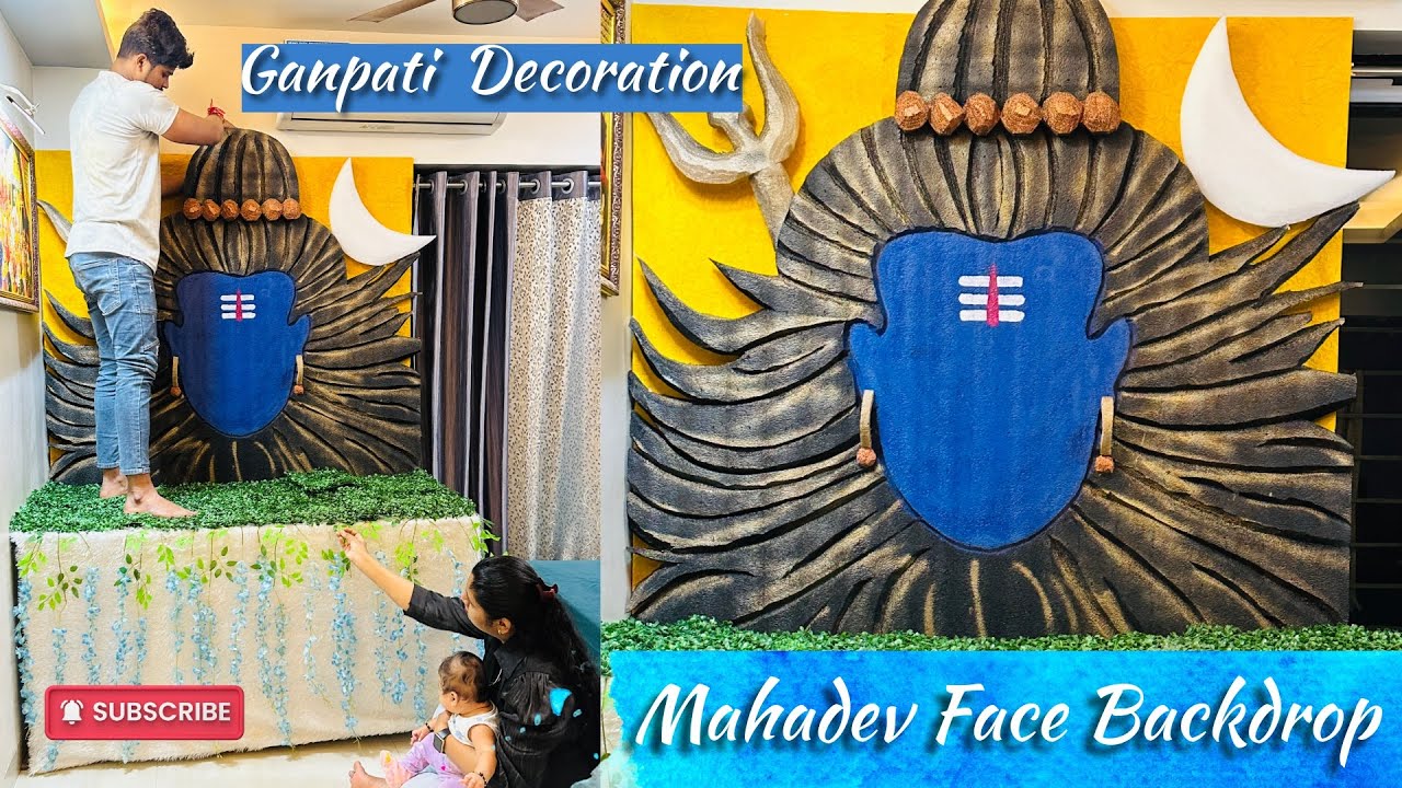 Mahadev Face Backdrop | Ganpati Decoration 2025 | Easy to Make