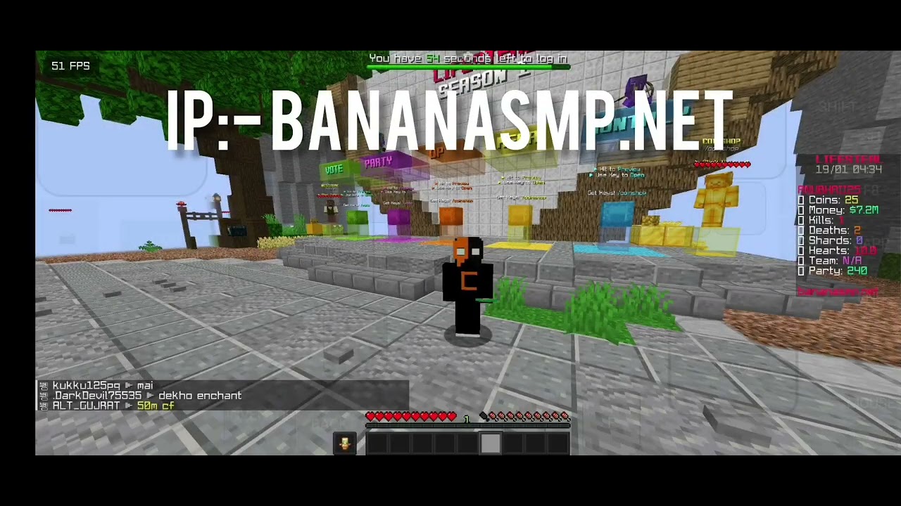 INDIA'S BEST MINECRAFT PUBLIC SERVER BANANA SMP IP:BANANASMP.NET - YouTube