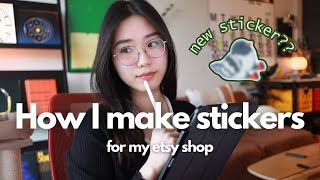 How I make stickers for Etsy! | let's draw a sticker, gathering inspiration, choosing manufacturers