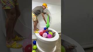 Strange Man Tricked Me With Super Cold Water Balloon Prank In Giant Toilet #Shorts