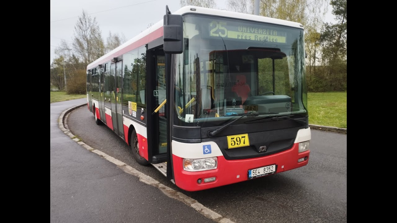 Plzeňská MHD - linka 25 ( směr Univerzita)  - Cabview