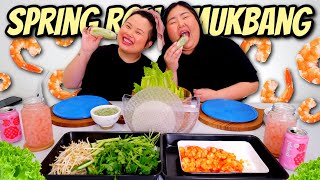 GIANT SHRIMP SPRING ROLLS (COOKING + EATING) MUKBANG 먹방 EATING SHOW!