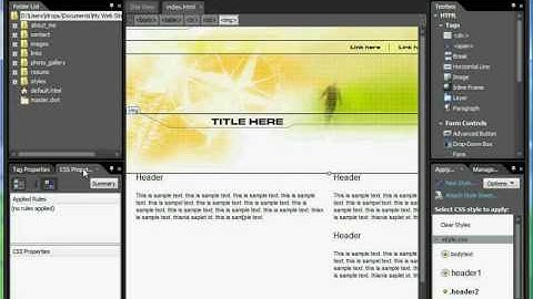 Работа с панелями Expression Web 3 (22/28)