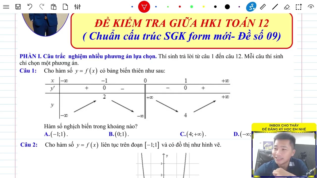 [ HÓT LIVE 2K8]-ÔN THI GIỮA HK1 TOÁN 12 (Đề số 09) nắm chắc 9+ Toán