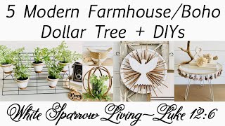 🕊 5 DOLLAR TREE + DIYS | MODERN FARMHOUSE AND BOHO HOME DECOR PROJECTS | DRAWING WINNERS
