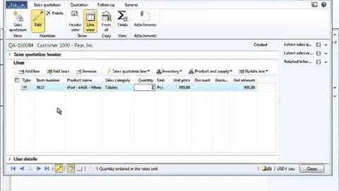 Dynamics AX 2012 Trade   Sales Orders   Sales Quotation