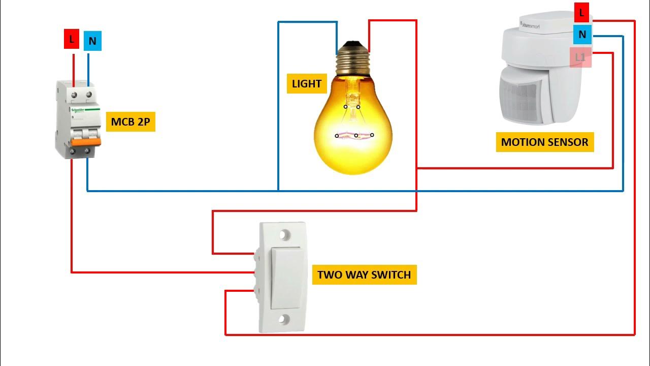 How To Install The Motion Sensor With Two Way Switch 1 Phase Youtube
