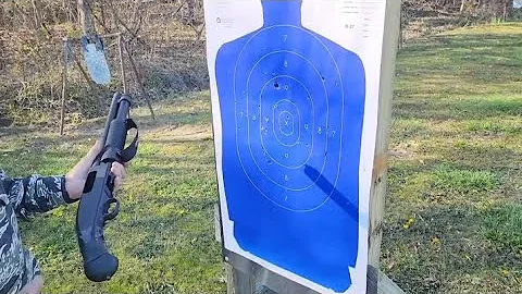 mossberg shockwave pattern with mini shells (Aguila buckshot and slug, federal buckshot)