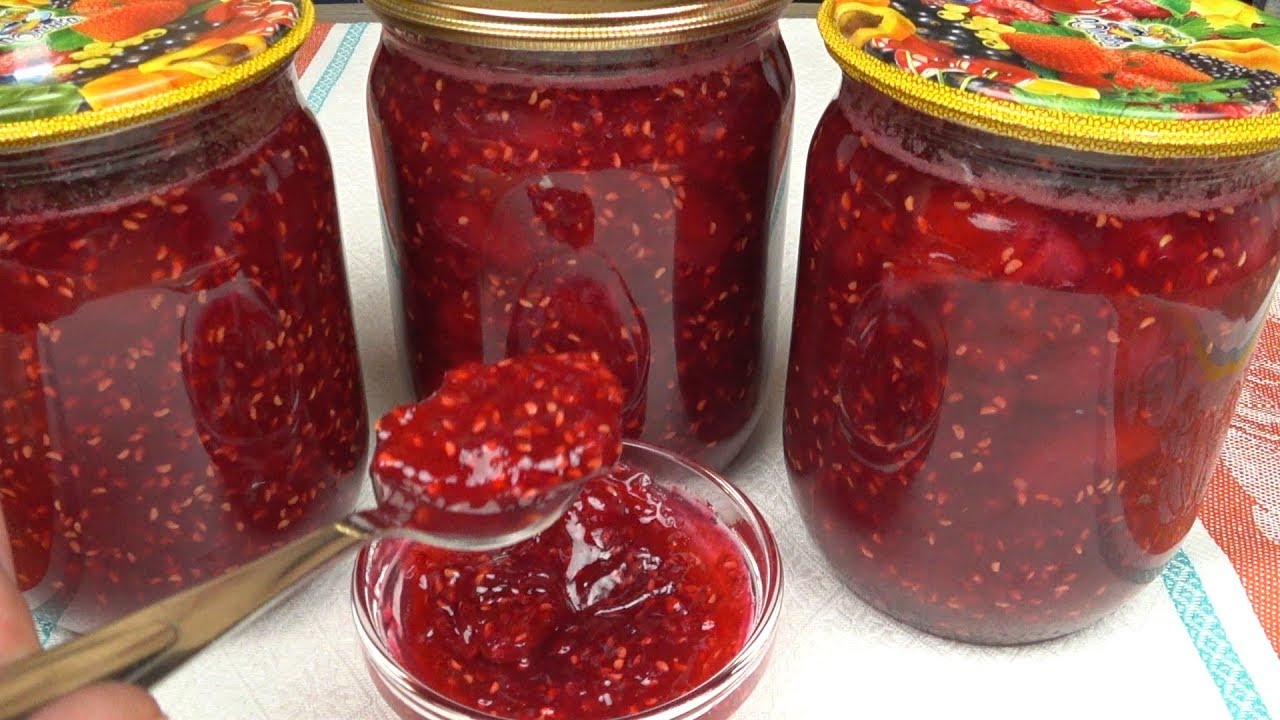 Малиновое варенье с бананом | Raspberry jam with banana