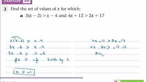 Find the set of values of x for inequality Math AS