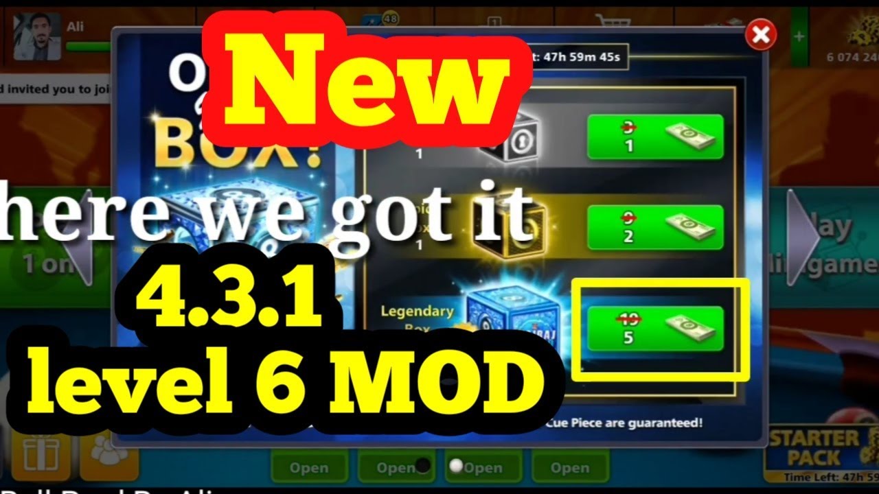 New 8 Ball Pool 5 Cash Legendary Box Trick On Version 4.3.1 - 