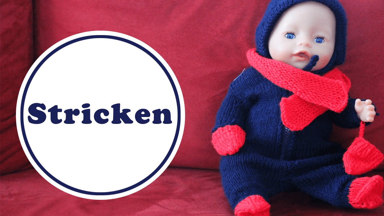 Puppen Overall stricken für Baby Born | kostenlose Anleitung - YouTube