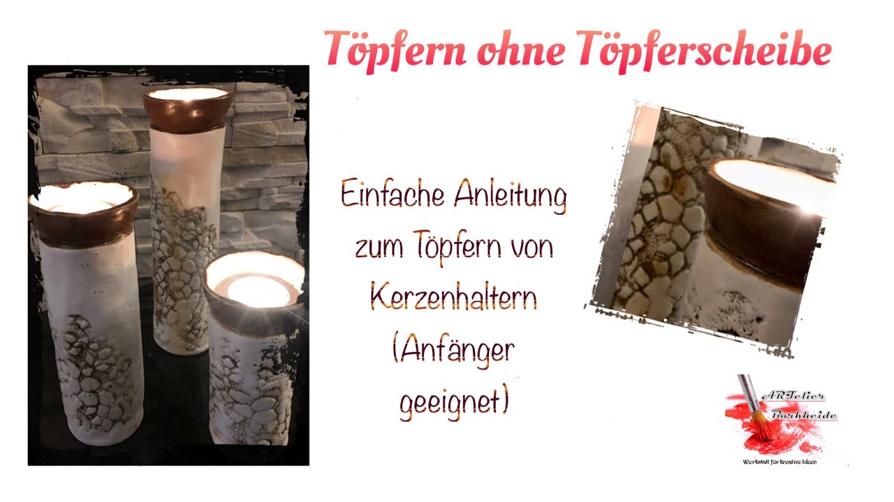 Kerzenhalter ganz einfach und schnell töpfern #ceramic #pottery #clay  #töpfern #ohnetöpferscheibe