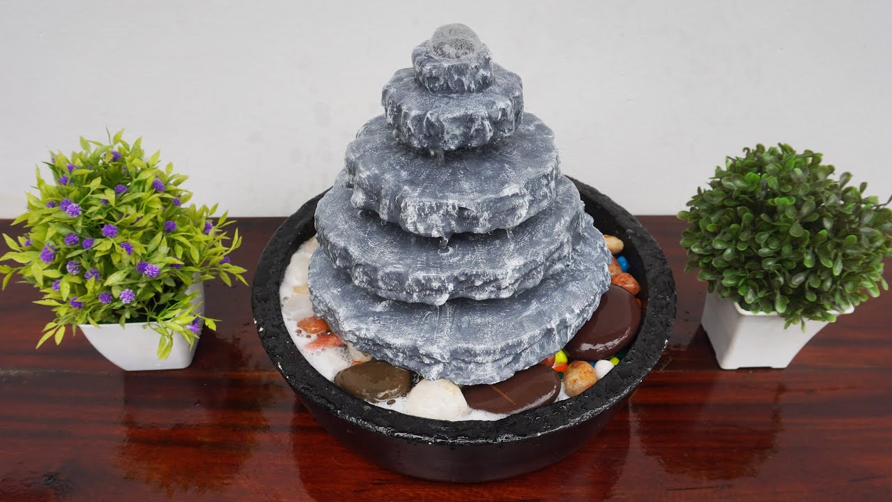 Easy & Simple DIY Water Fountain at Home | Amazing DIY Tabletop Waterfall Fountain Using Styrofoam