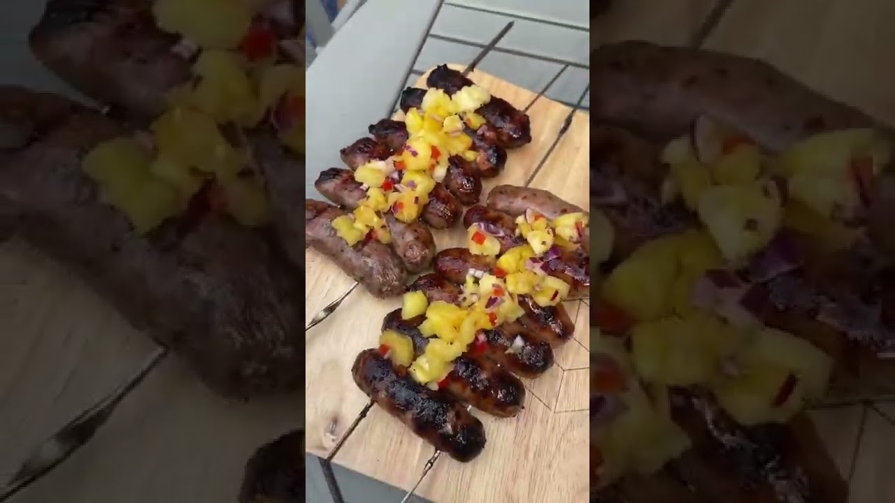 Sausage Skewers Recipe. UK BBQ food ideas. BBQ sausage recipe & ideas