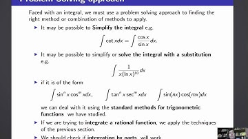 Calculus II, Lecture 13, V1  Summary of Integration