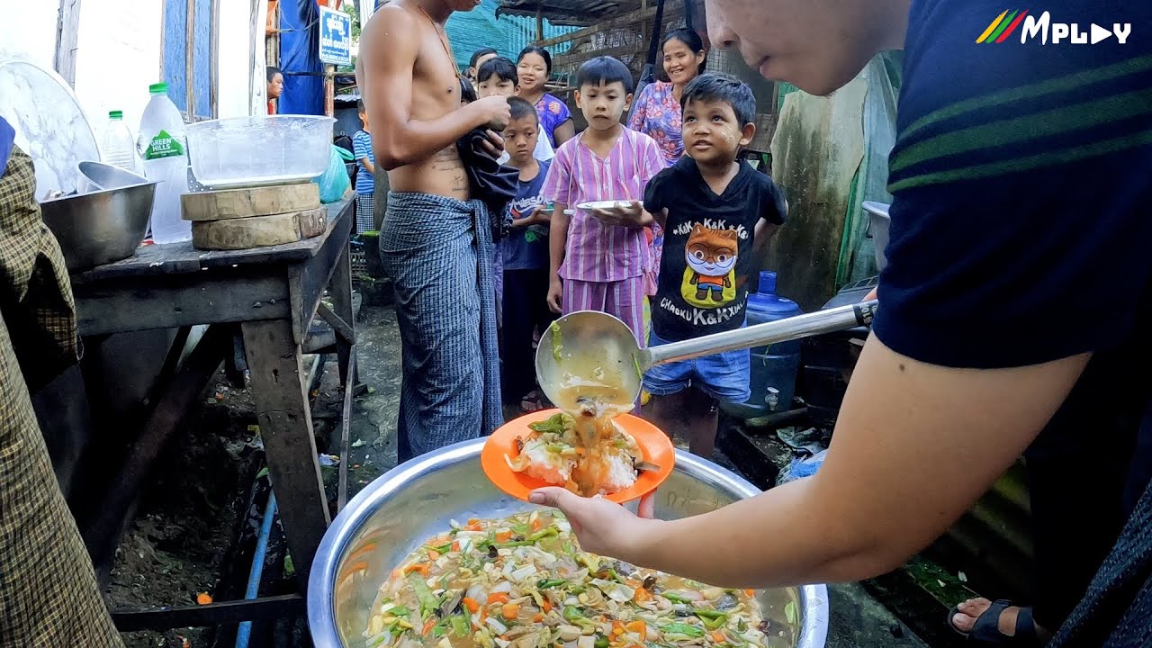 Yangon Pork Rice with Starchy Broth , ရန်ကုန်ထမင်းပေါင်း ဝက်သား ဝက်သည်း ကော်ရည်ရွဲရွဲ