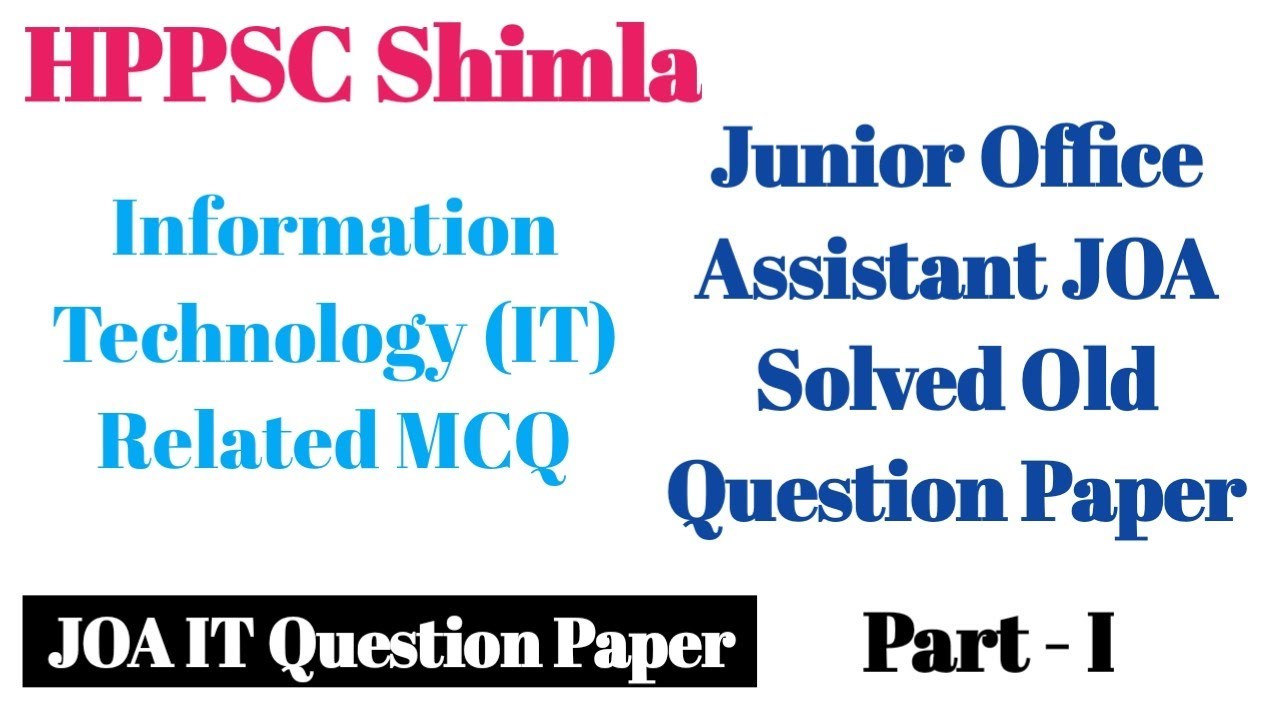 HPPSC Shimla JOA Junior Office Assistant Old Solved Question Paper