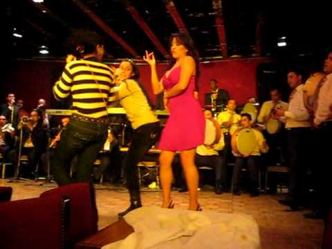 Feb 2009 at Semiramis Hotel in Cairo, Egypt. Saad El Soghayar and Aleya dancing on stage.
