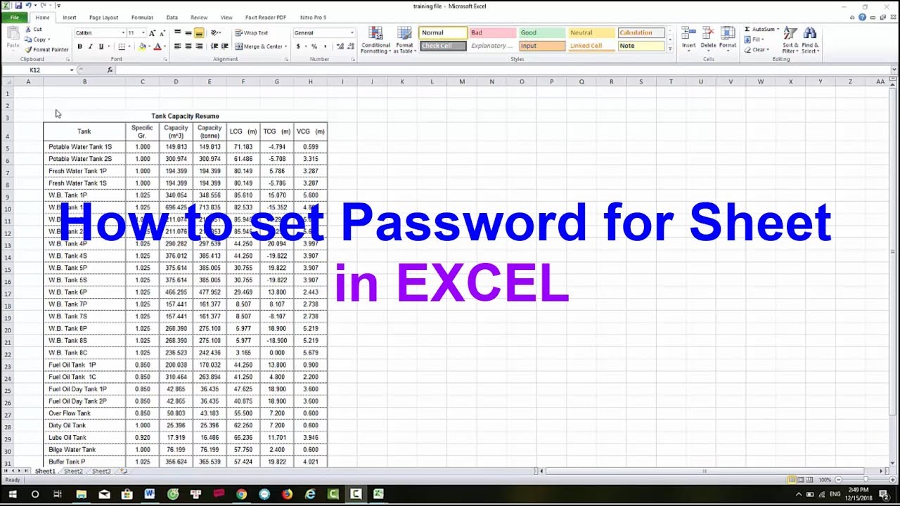 How to set password to protect sheet in Excel - Đặt password cho bảng tính - ENGLISH SUB