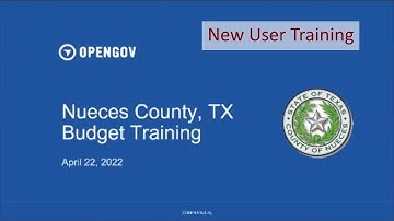 First Time OpenGov User Budget Training