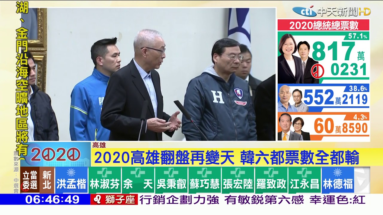 20200112中天新聞慘烈 韓國瑜高雄輸48萬票得票率 20 Youtube