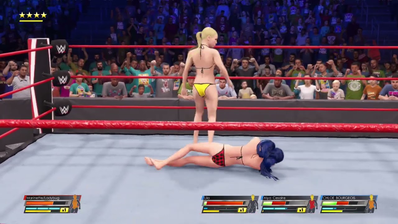 WWE 2K22 Marinette VS Lila, Chloe, And Alya Bikini Elimination Handicap