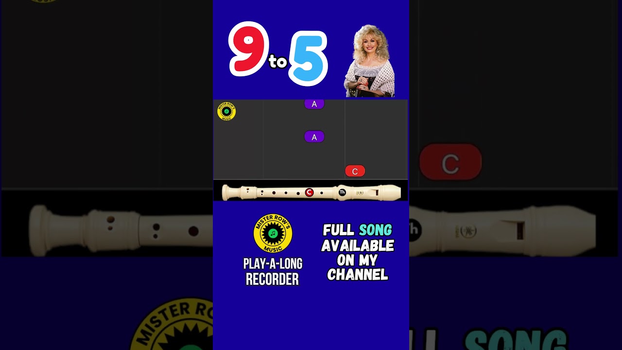 9 TO 5 | DOLLY PARTON | Recorder Level 2 | Notes G A C D | Color-Coded Notes