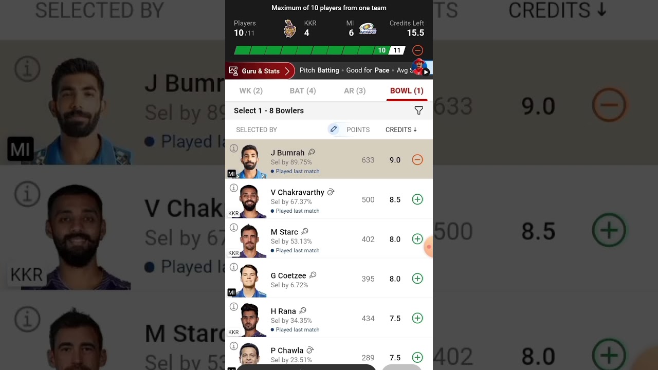 MI vs KKR Dreem 11 Teem | MI vs KKR Grand League Teem | MI vs KKR Dreem 11 Prediction | IPL 2024