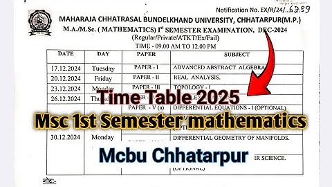 Mcbu time table 1st semester mathematics 2024-25 || Dec 2024 ||