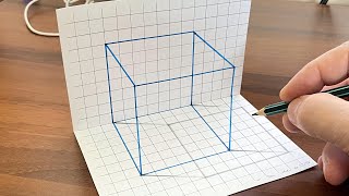 How to Draw a Wireframe Cube - 3D Trick Art on Graph Paper