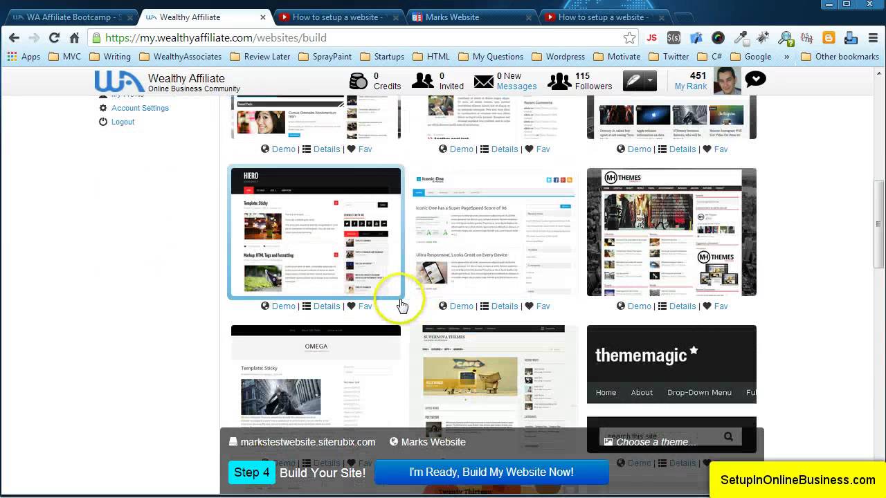 How to Setup a Website in Wealthy Affiliate