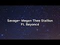 Savage by Megan Thee Stallion remix ft. Beyoncé Clean lyrics