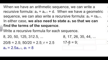 Algebra 2 10-5 Recursion and Iteration
