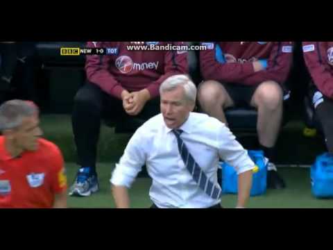 Alan Pardew pushing linesman Newcastle vs Tottenham