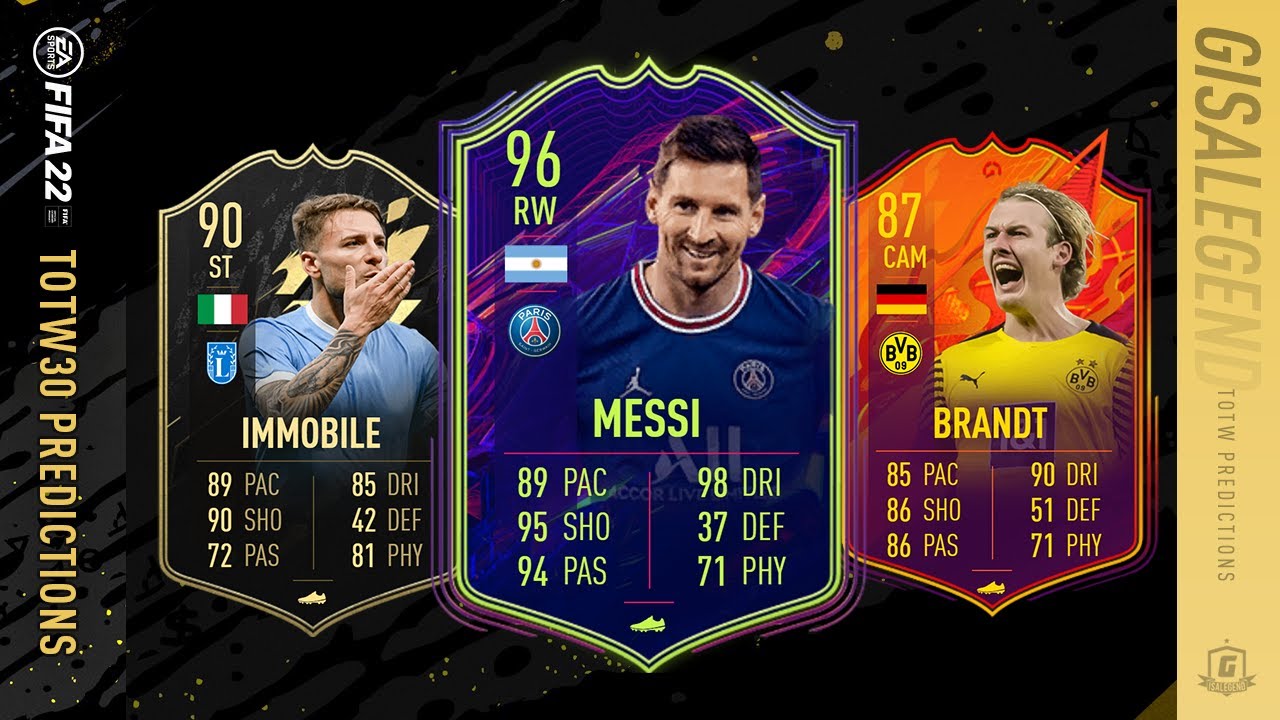 FIFA 22 TOTW 30 Predictions FT TIF Immobile, SIF Messi, SIF De Ligt, IF Kulusevski, IF David Silva