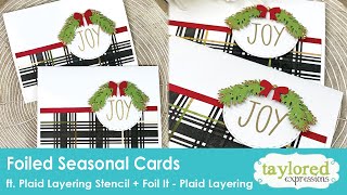 Modern Farmhouse Holiday Cards with Foil It - Plaid | Taylored Expressions