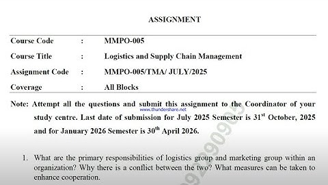 IGNOU MMPO - 005 Solved Assignment July 2025 Jan 2026 PDF MBA Logistics And Supply Chain Management